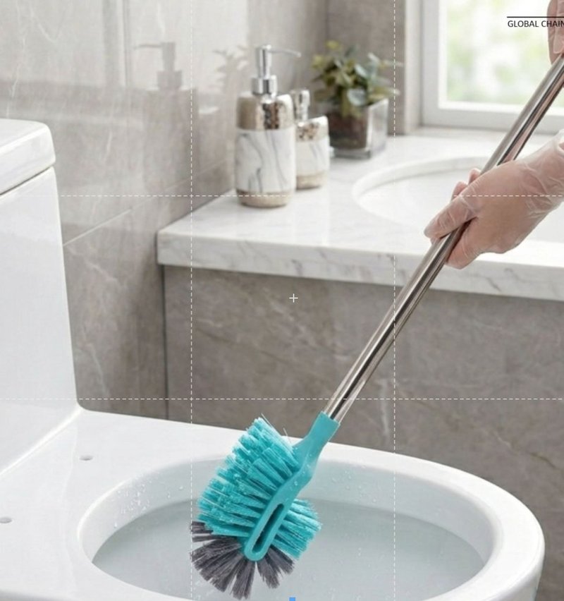 Toilet brush — in use, curved design