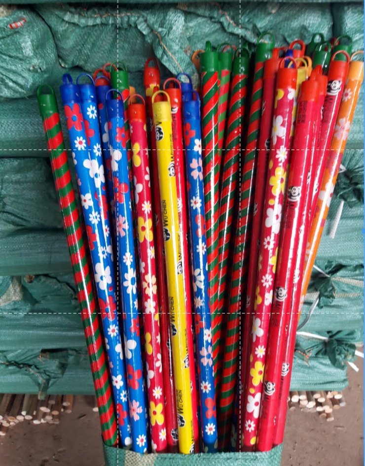 Wooden mop sticks — floral designs