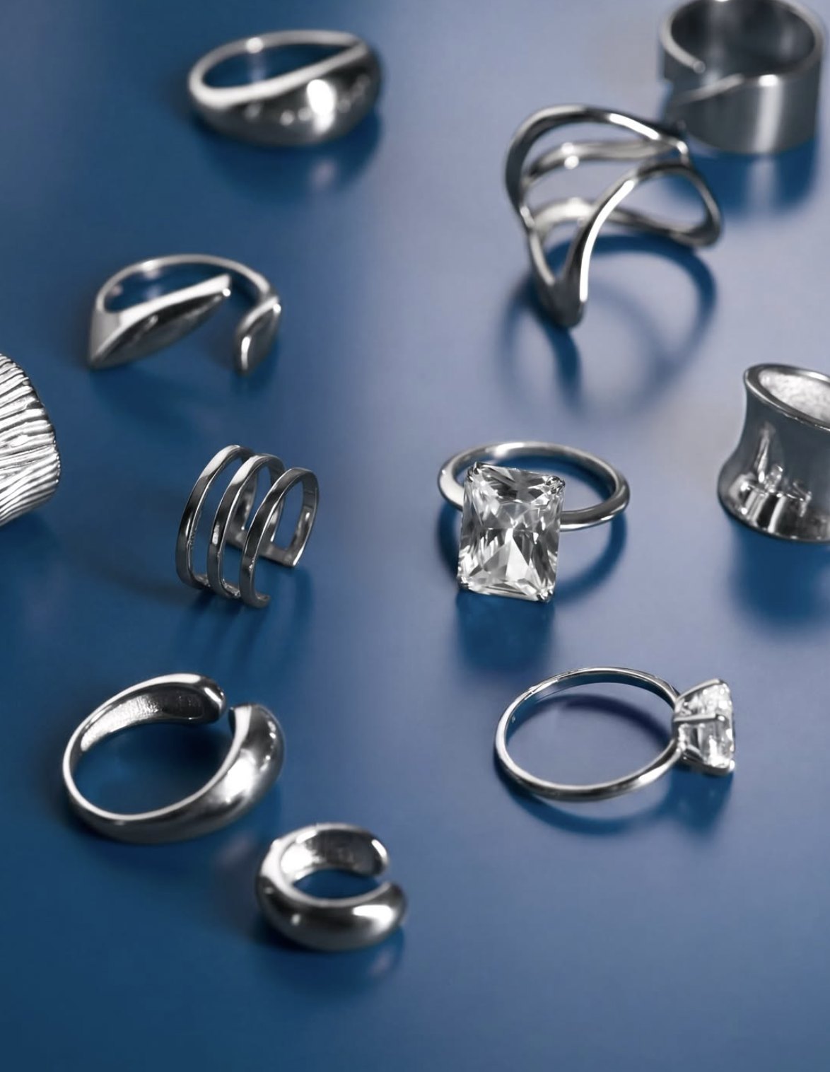 Collection of sculptural statement rings